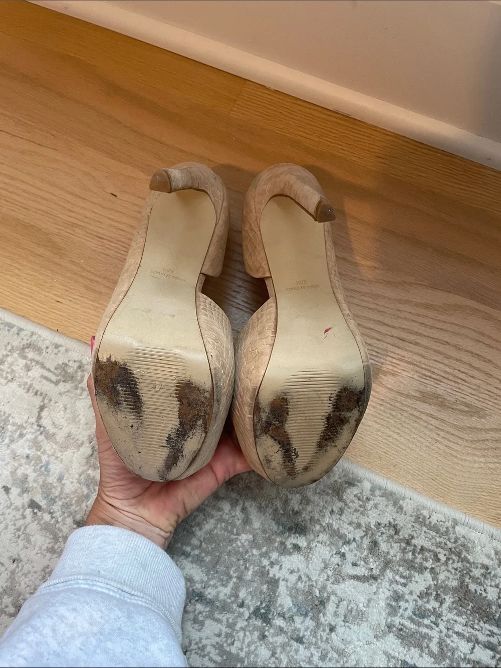 Steve Madden Nude Textured Peep-Toe Stiletto Pumps